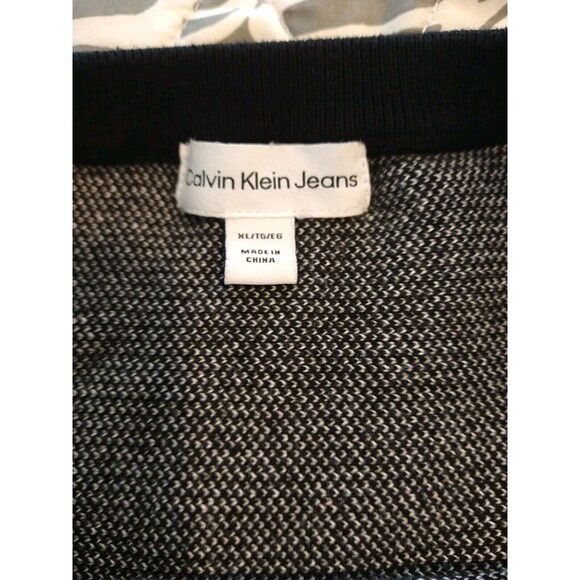 CALVIN KLEIN - WOMEN'S BLACK WHITE COLOR BLOCK LOGO SWEATER - SZ XL - Picture 5 of 7